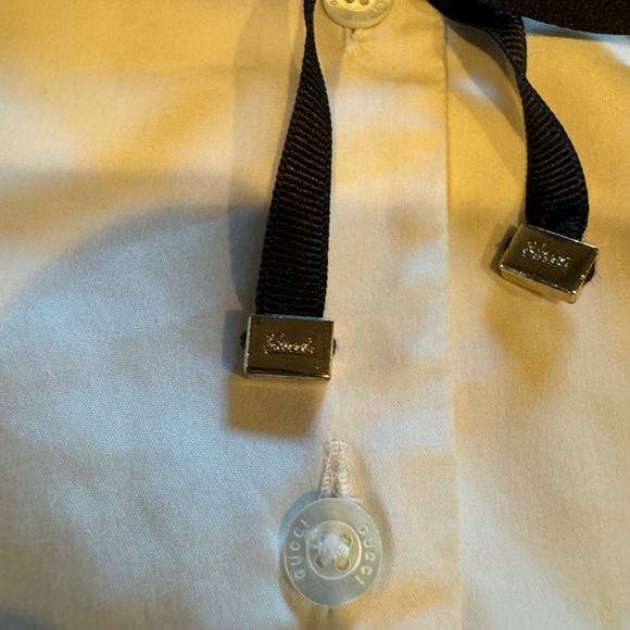 EUC Gucci Blouse Off White with Black tie at front Size 38 - Picture 3 of 6